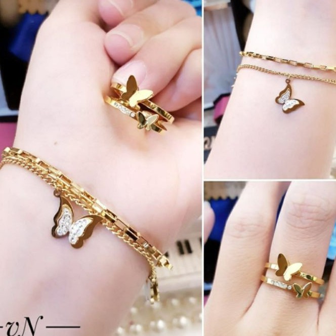 Titanium Set Gelang dan Cincin RA80