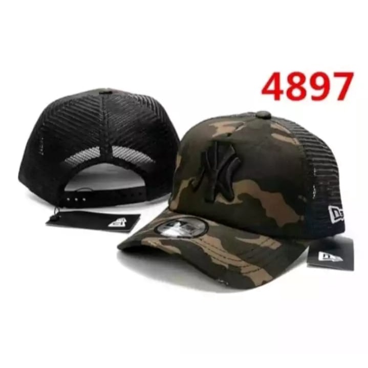 NEW_Topi trucker jaring NY loreng hijau army pria/topi import keren