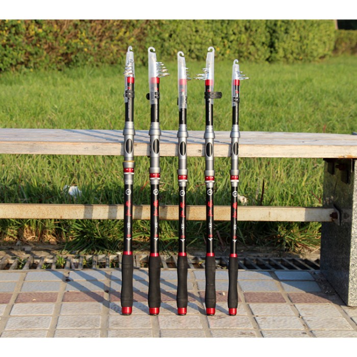 Joran JW Antena Pancing Carbon Fiber Telescopic 210 240 300 360 Cm - Hitam 210CM