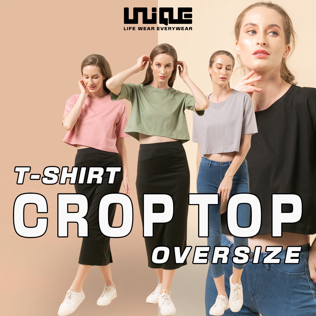 UNIQUE - (CropTop Series) Kaos Polos Crop Top Oversize Cotton Combed 24s Wanita Oversized Korea Tshirt