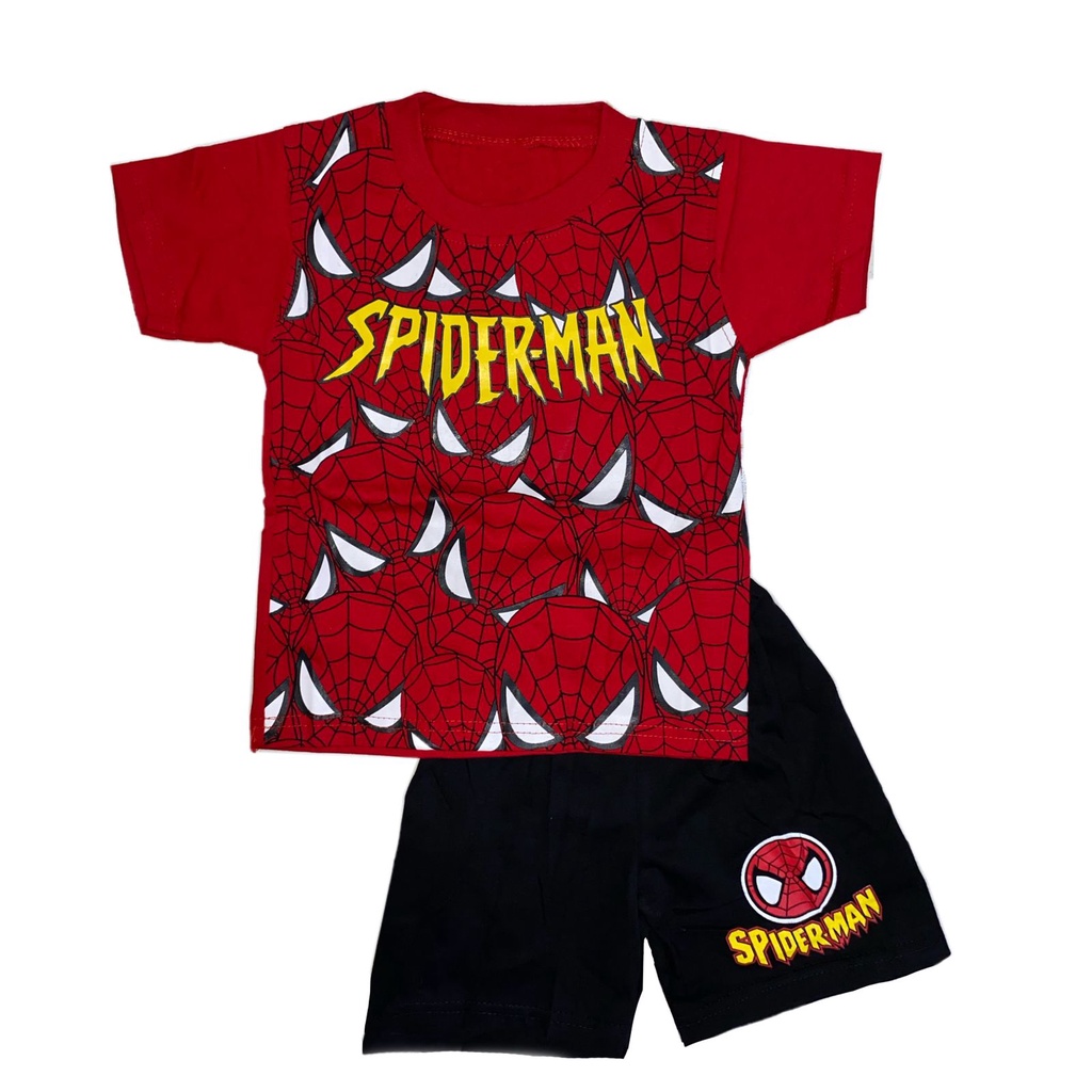 SETELAN PENDEK SPIDERM3N PAKAIAN ANAK LAKI-LAKI MOTIF SPIDER