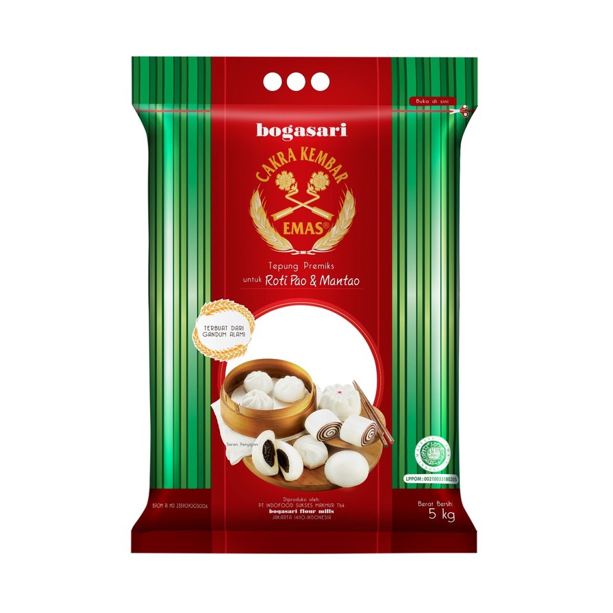

TERLARIS TEPUNG TERIGU CAKRA KEMBAR EMAS PAO & MANTAO 5 KG !!!!