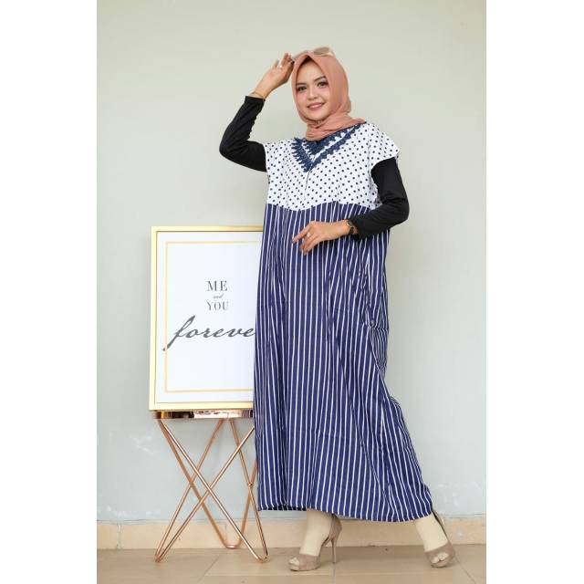 Daster Arab/ Daster Saudi/ Daster Kekinian/ Daster Renda Kelelawar/Long Dress Renda V2 Kombi