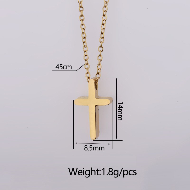 Kalung Rantai Dengan Liontin Salib Bahan Stainless Steel