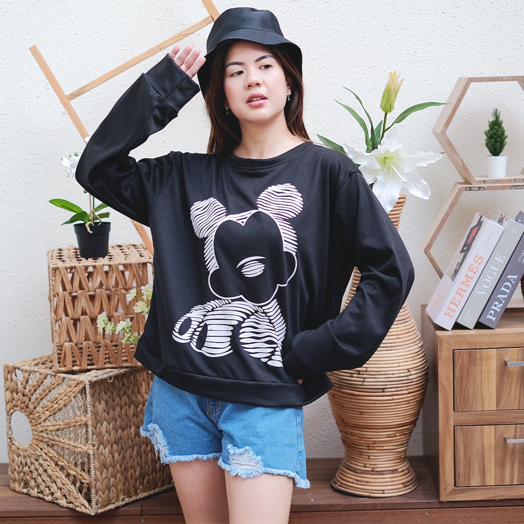 Tq88indonesia Fashioon Sweater Wanita Terbaru / Sweater Oversize Mike Sketch / Switer / Ootd / Sweater Cewek Kekinian