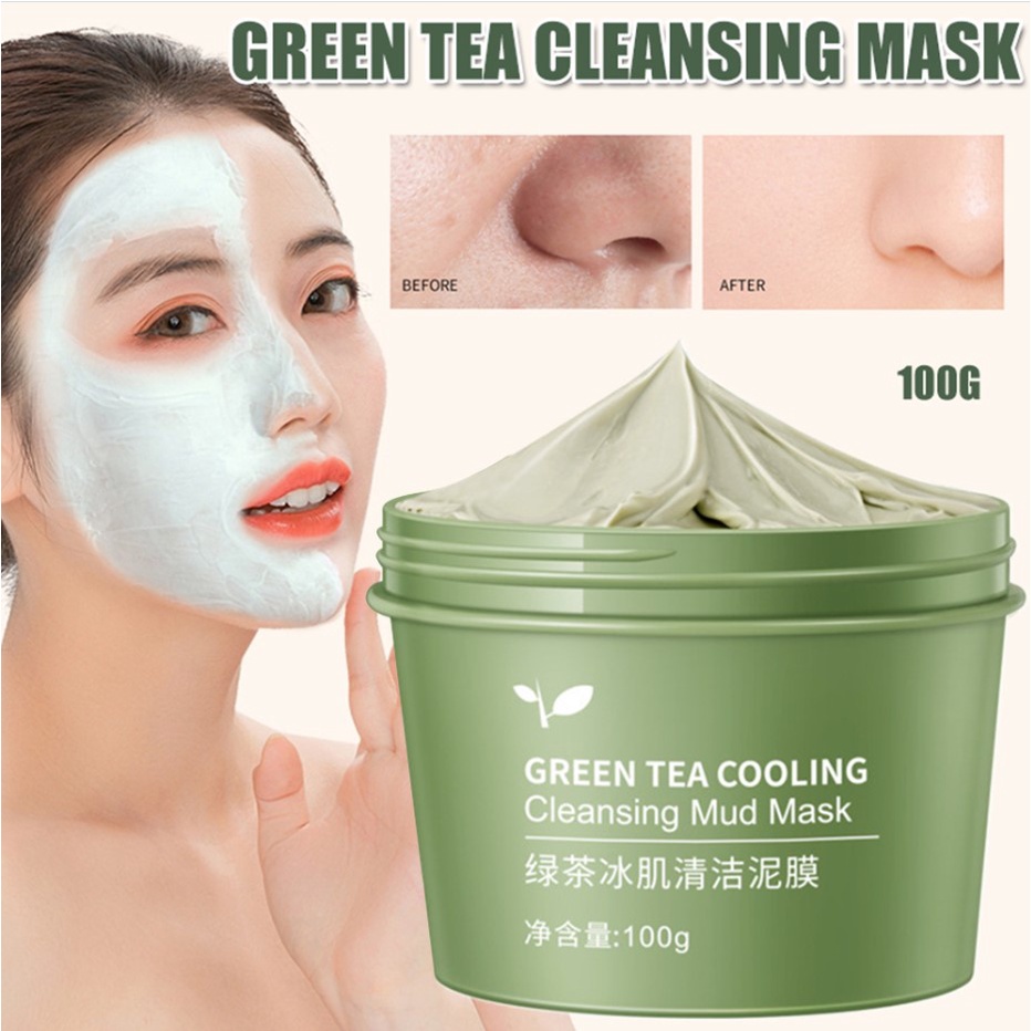 [HARGA PROMO] MUD MASK CLAY MASK GREEN TEA SOLUSI WAJAH CERAH BERSIH DAN GLOWING MASKER PEMBERSIH KOMEDO MENGECILKAN PORI PORI MENGURANGI PRODUKSI MINYAK BERLEBIH PENYEBAB JERAWAT XUEROUYA