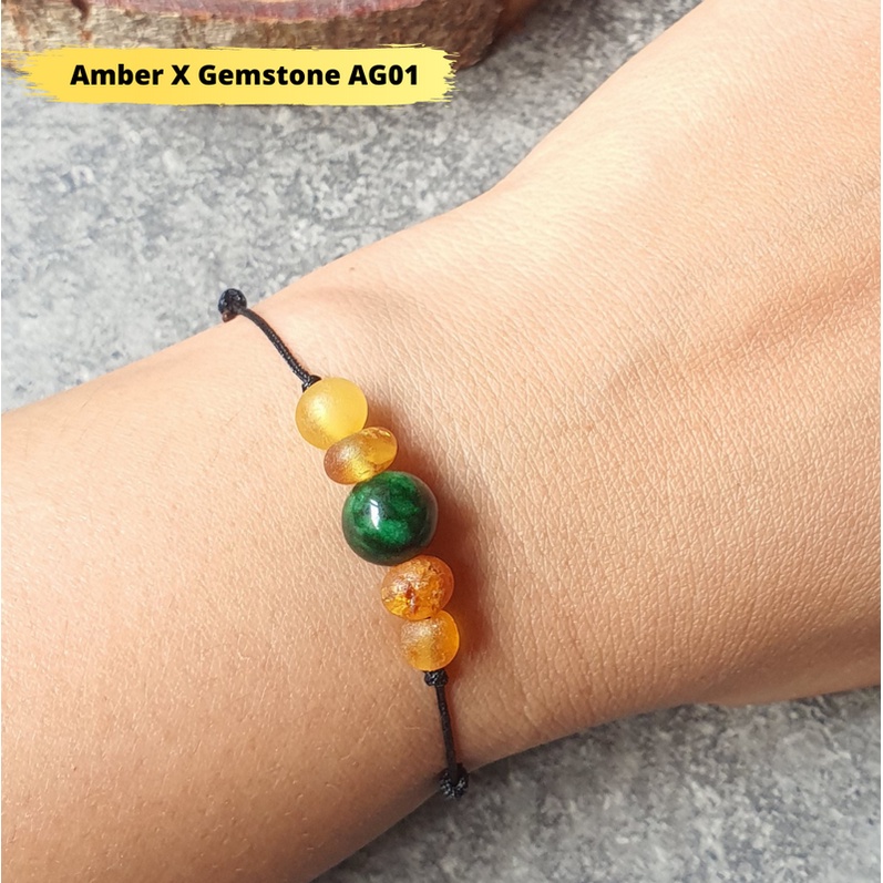 Gelang Amber X Gemstone Anak dan Dewasa Adjustable AG01 by Amber Bee