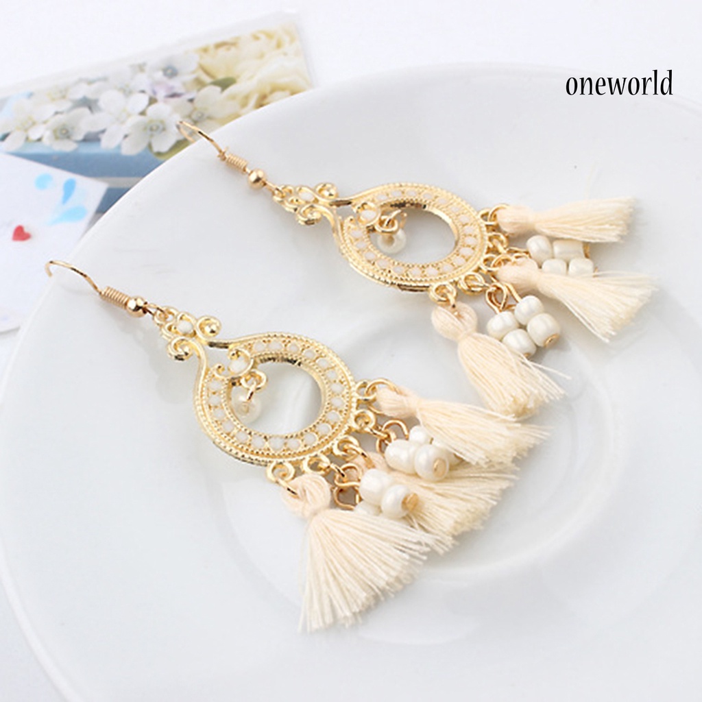 OW@ Earrings Bohemian Style Exquisite Alloy Tassels Drop Dangle Hook Earrings for Women