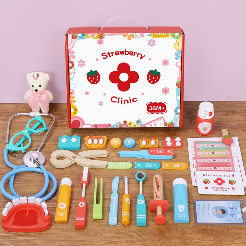 wooden dentist toys box doll / mainan dokter gigi anak