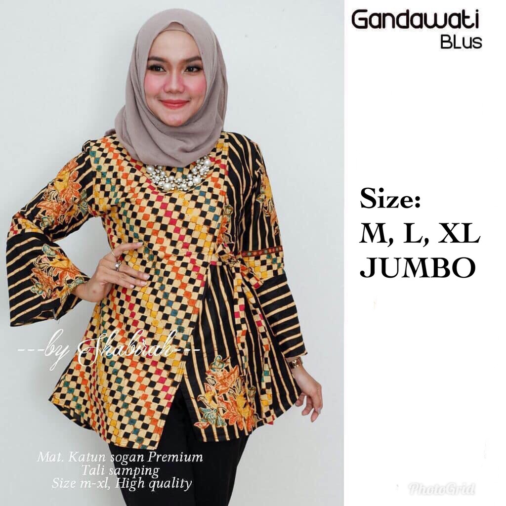 Blus New Gandawati Putih Atasan Batik Ziggy Premium Mataram Muslim Kerja Cantik Exclusive Shopee Indonesia