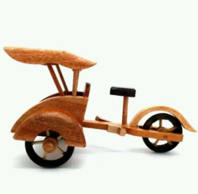 (BISA COD) PAKET HEMAT MINIATUR KAYU KODE 1 ISI SEPEDA ONTEL HARLEY DAVIDSON BECAK KAPAL PINISI