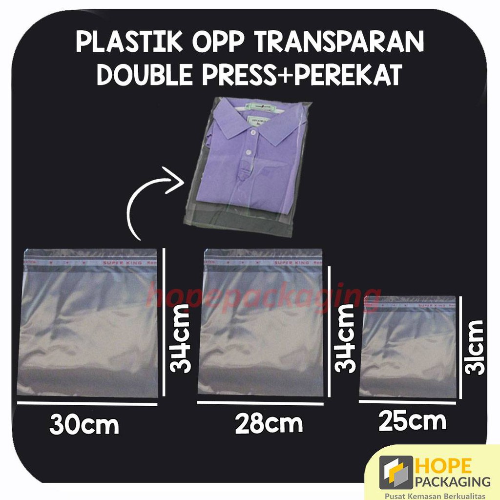 [50 Pcs] Plastik OPP Lem/Plastik Seal/Plastik OPP Baju 30x34 28x34 25x31