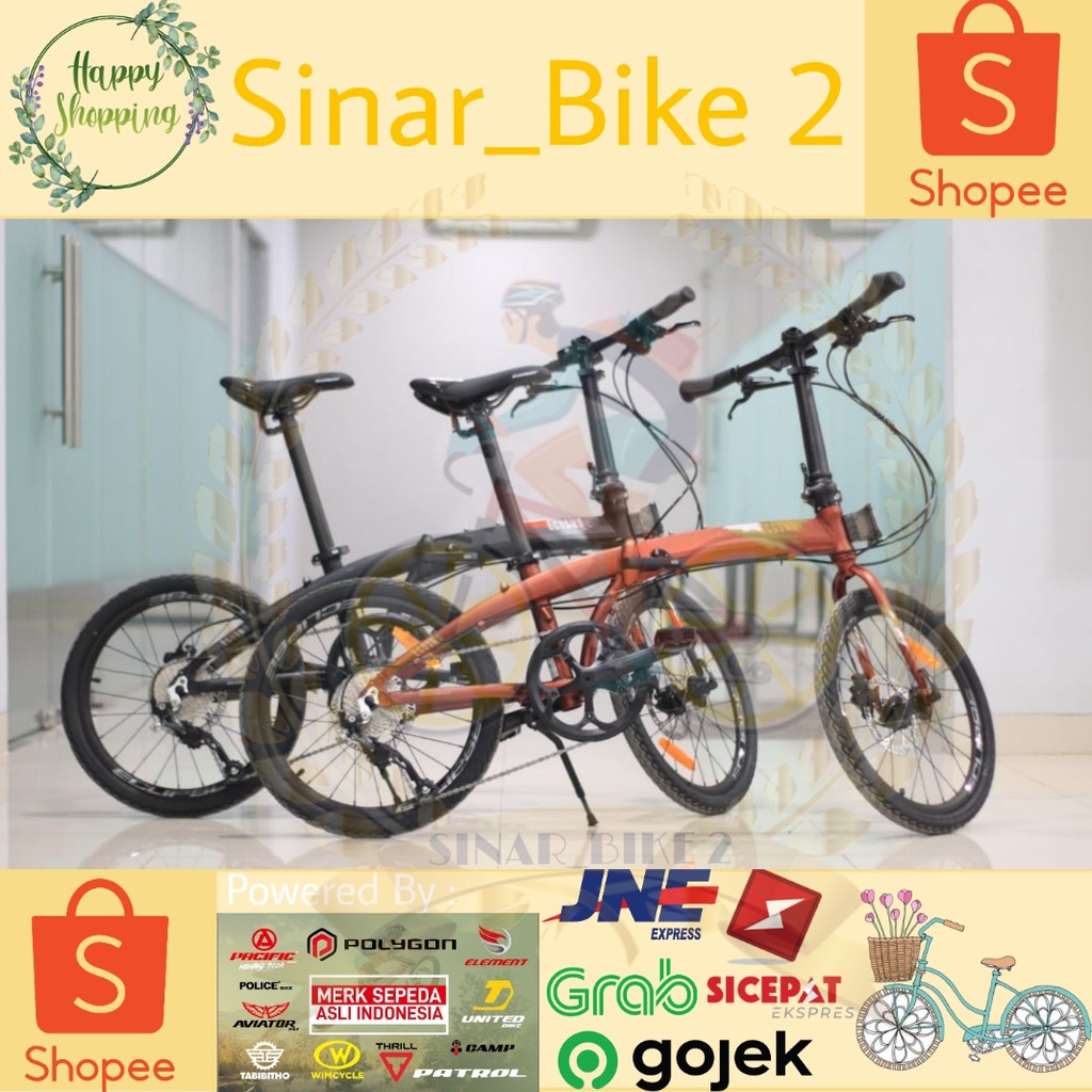 Sepeda Lipat 20Inch Element Ecosmo 9 Garansi Frame 5Tahun (Gosend/Grab)