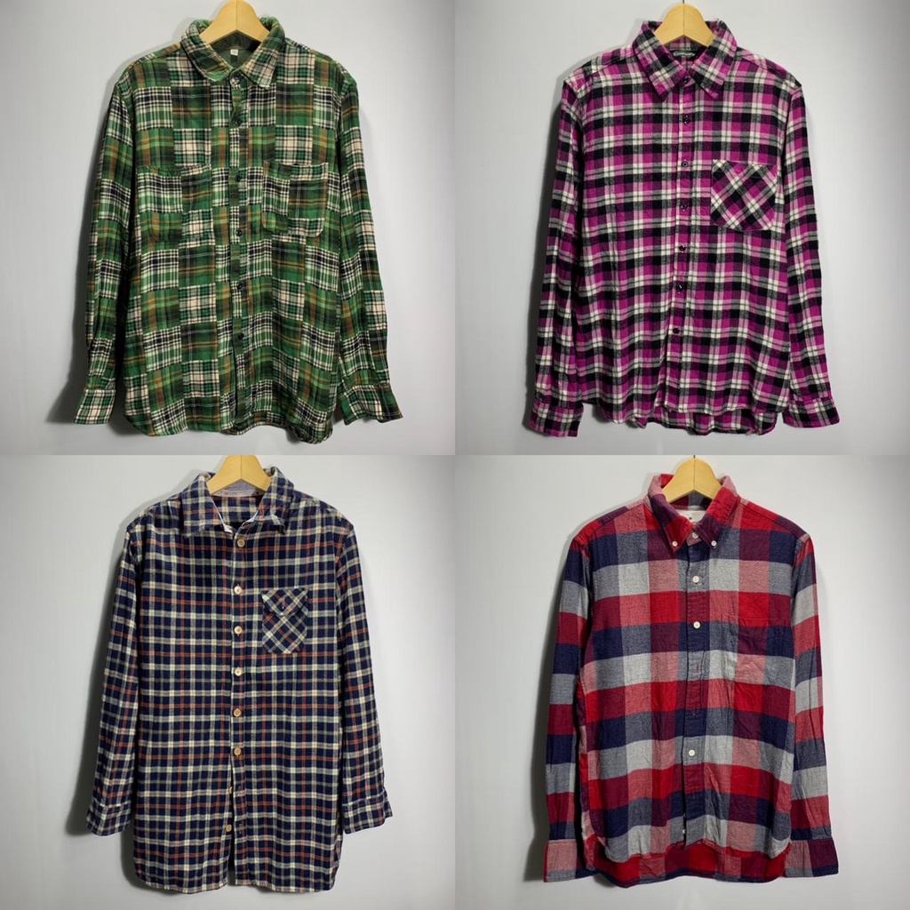 Kemeja Flanel Denim Lengan Panjang Brand Original Second Like New PART 1