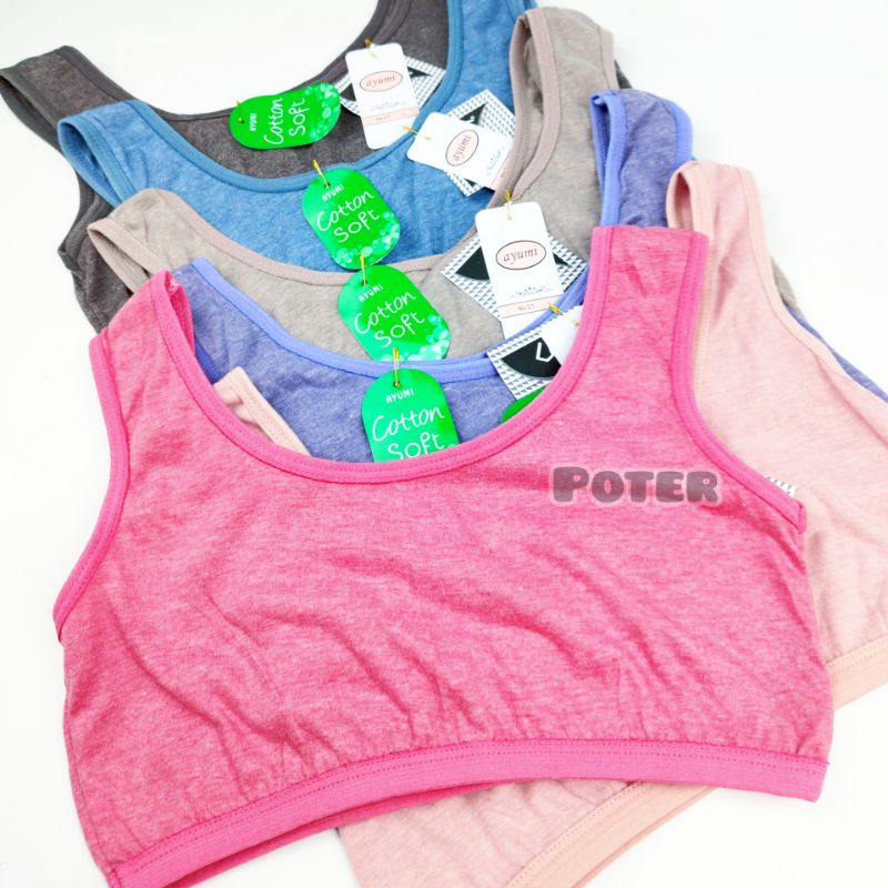 miniset ayumi mini set bra kemben sport bra katun kaos remaja bh wanita perempuan ABG anak tanggung rajut elastis allsize singlet kutang tanktop crop top lusin grosir olahraga gym lari running polos