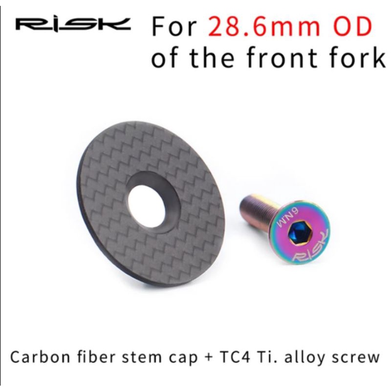 Risk Top Cap Carbon Baut Titanium Tutup Baut Stem Sepeda Cover Headset Sepeda 28.6mm