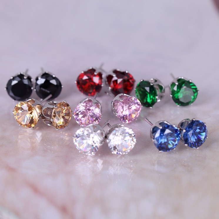 2020 Anting Tusuk Model Mahkota Kristal Ukuran 8mm Untuk Wanita/Hadiah Natal