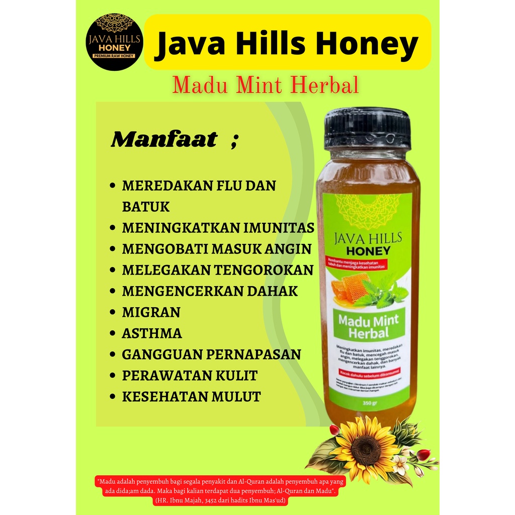 

Madu Murni 100% Mint Row Honey Herbal Mumtaz Java Hills Premium