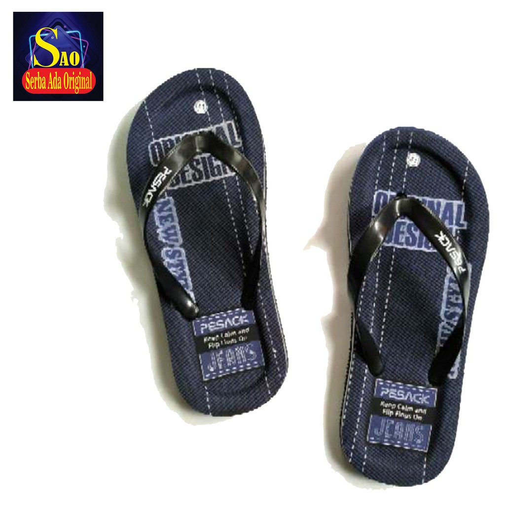 Sandal Kasual Pria Motif Jeans