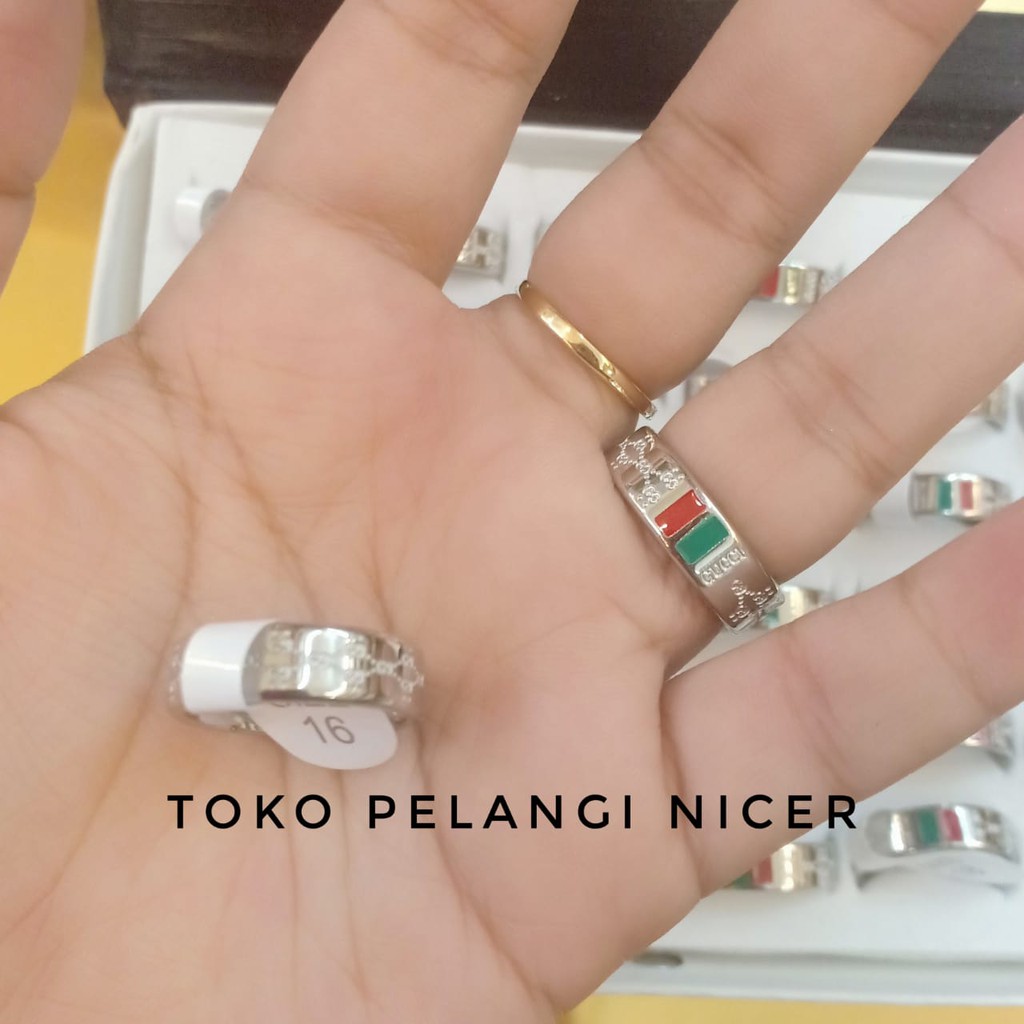 Murah Cincin Wanita Stainless stell Silver Berkesan Mewah Berkualitas Tokopelanginicer