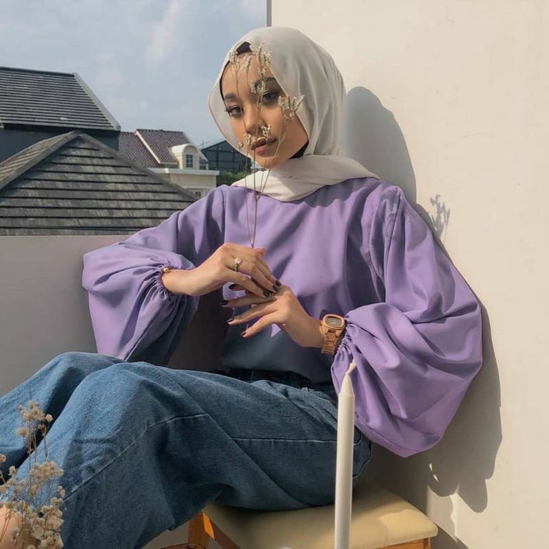 BAJU ATASAN WANITA LENGAN BALON TUNIK MURAH BERKUALITAS TERBARU