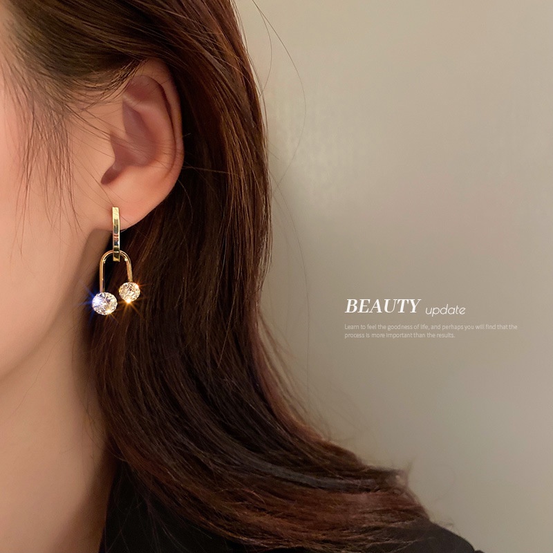 Geometris Berbentuk U Zirkon Anting Wanita Korea fashion Pesta Aksesoris Telinga