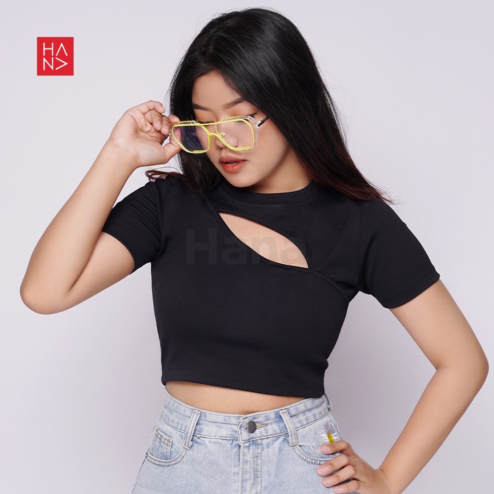 HanaFashion JKT - Alika Knit Crop Top Atasan Wanita - CT198