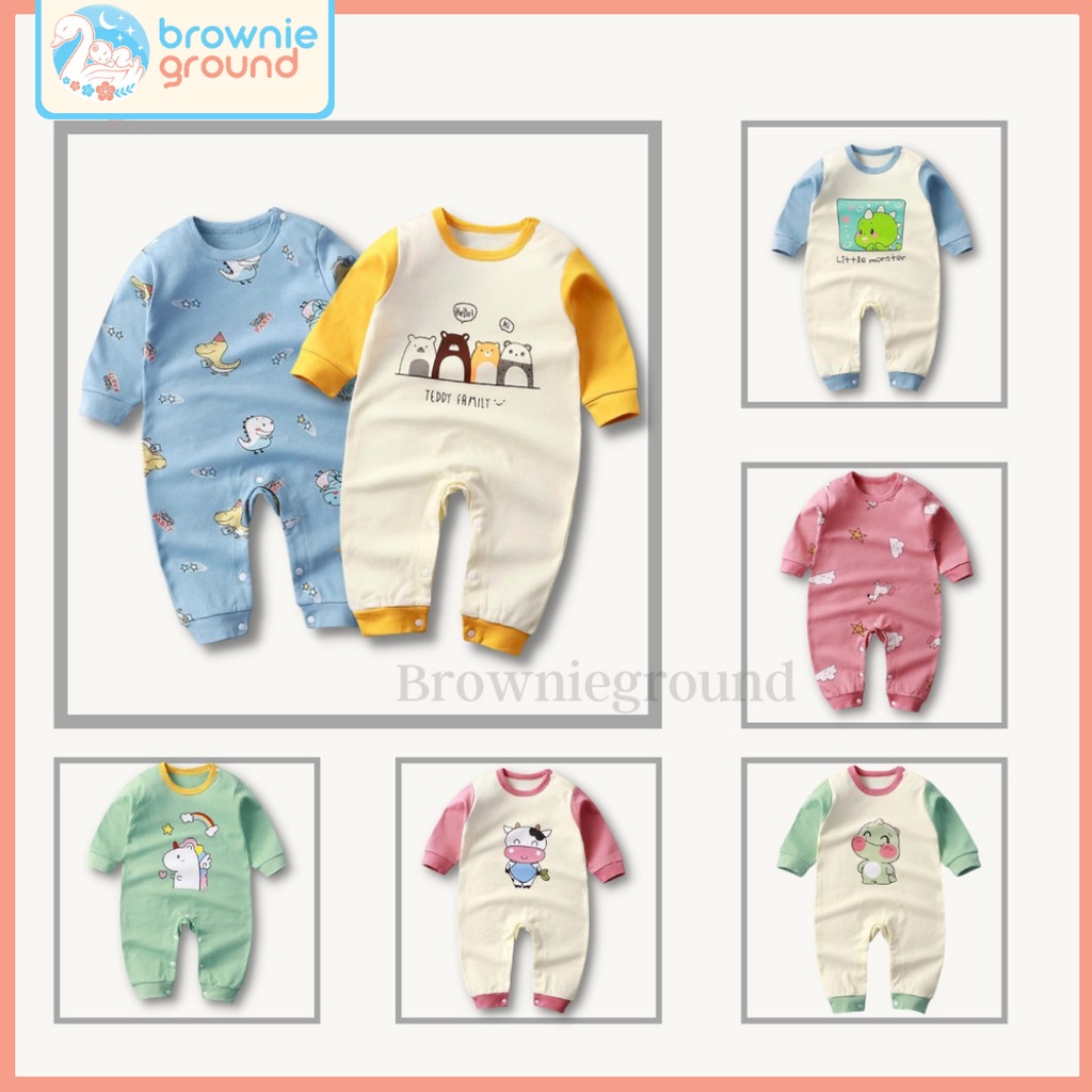 Baju bayi import lengan panjang bahan katun Jumper bayi newborn bodysuit anak baru lahir