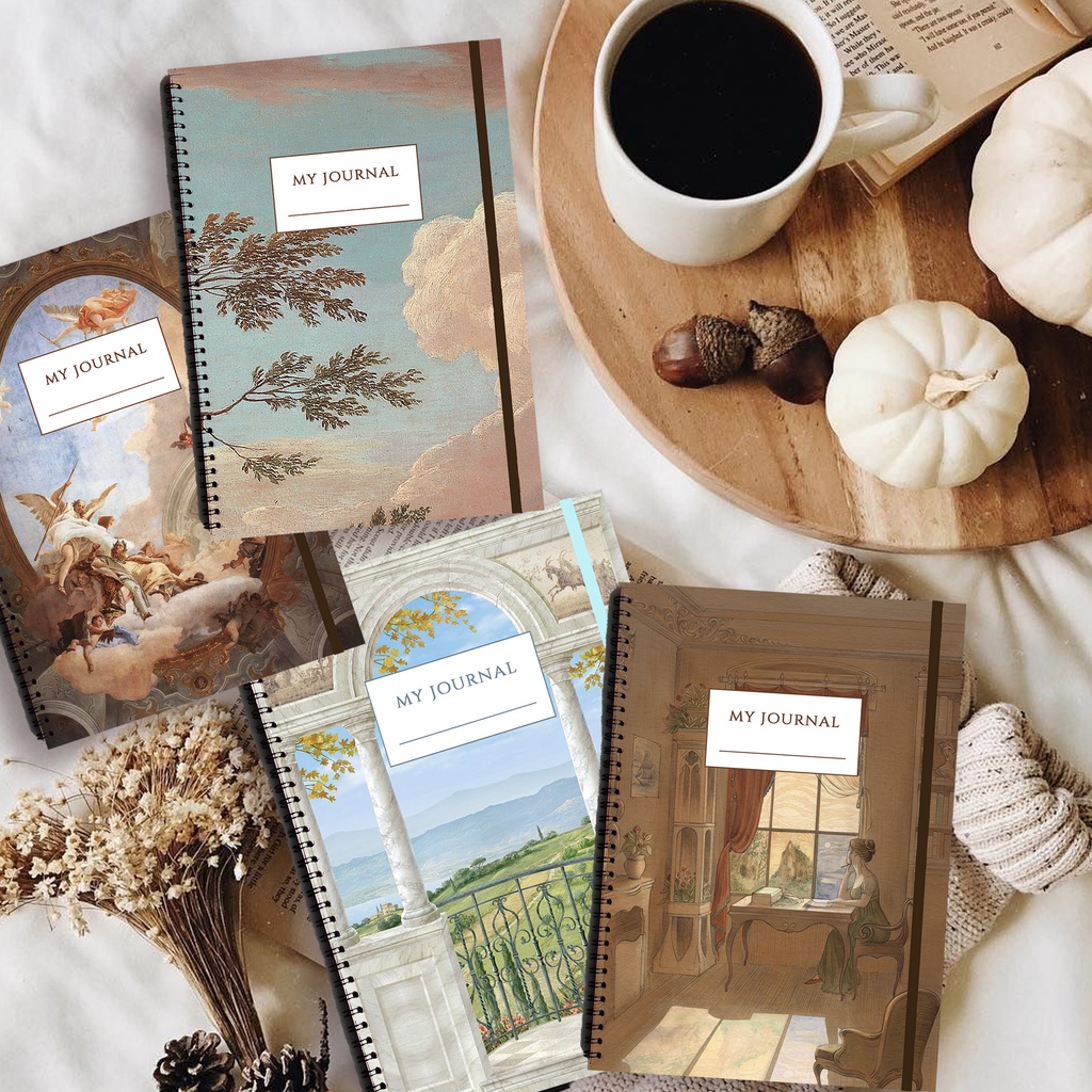 

LIGHT ACADEMIA Series Aesthetic Ruled Grid Dotted Notebook Diary Journal Bujo School Buku Tulis