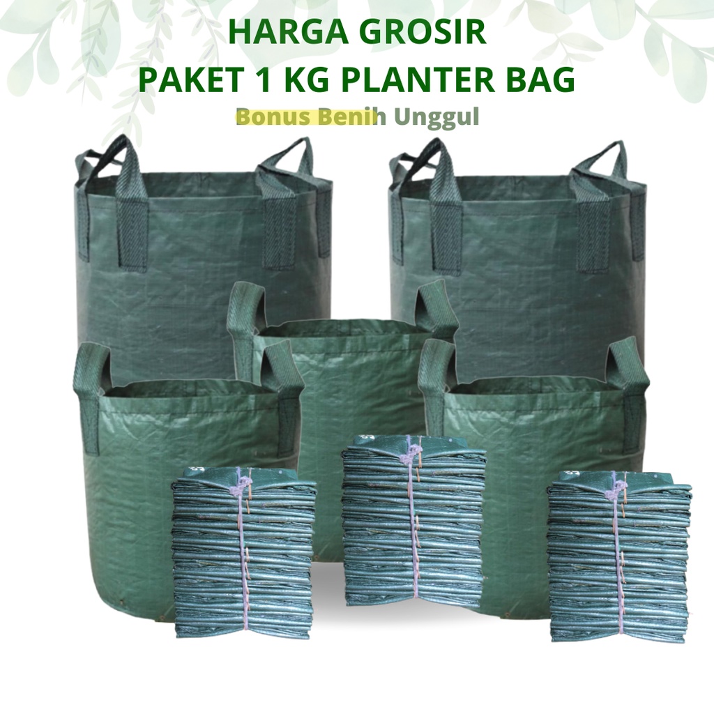 Paket 1 Kg Planter Bag Hijau Ukuran 15 Liter 25 Liter 35 Liter  50 Liter 75 Liter 100 Liter 150 Lite