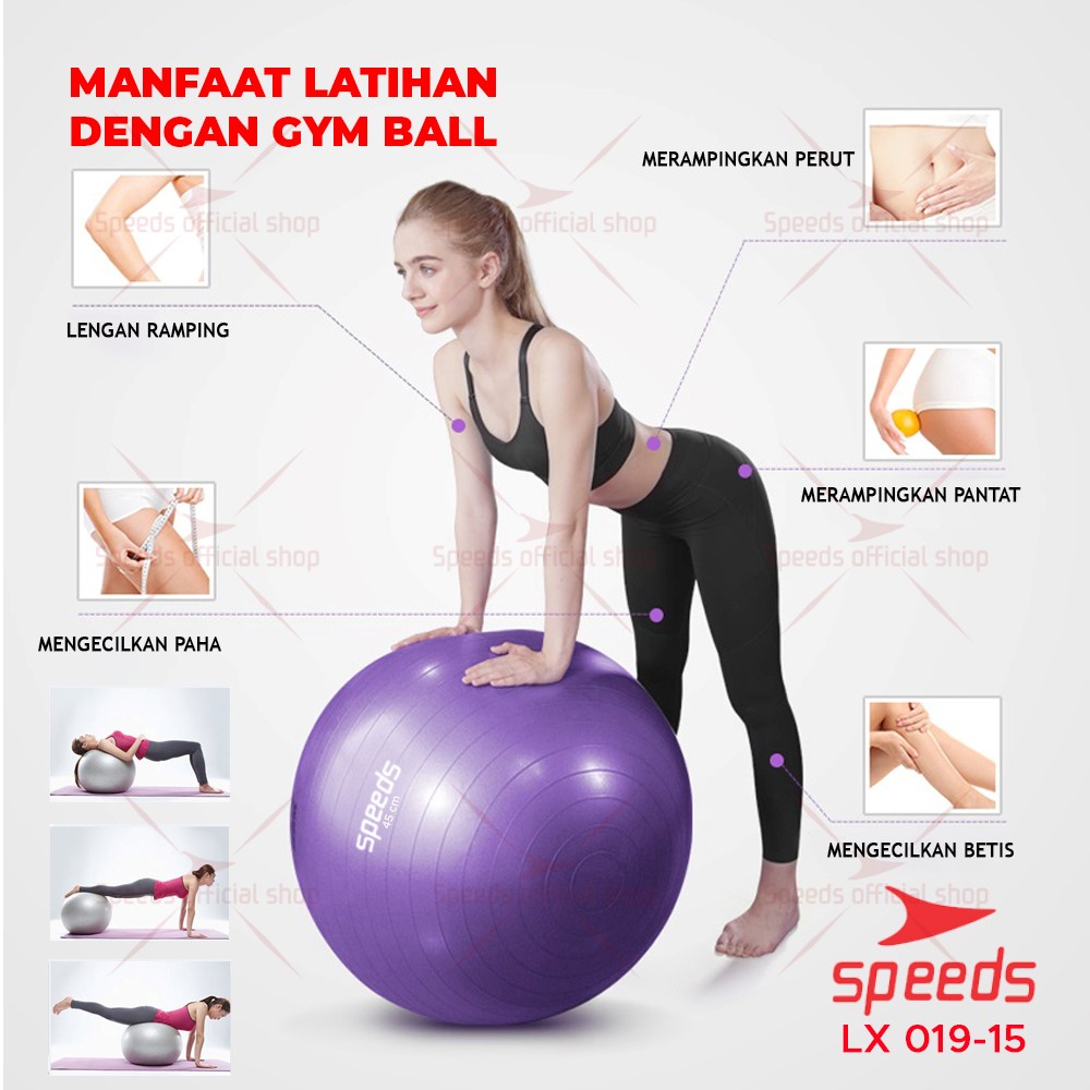 SPEEDS Gymball tebal fitness 45 cm Bola Gym Bola yoga alat olahraga pregnant (Bonus Pompa) 019-15