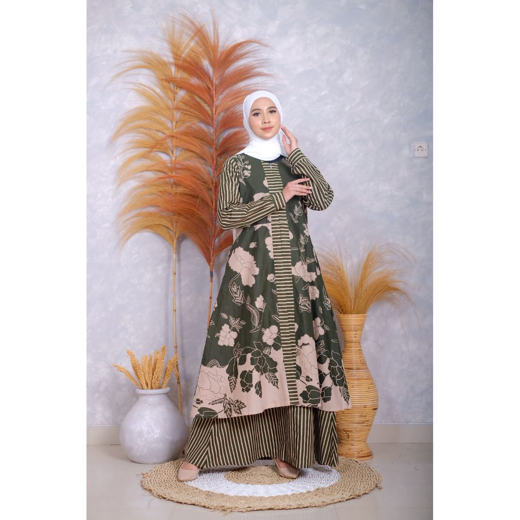 Gamis Batik Parang Lereng Kenanga Hijau