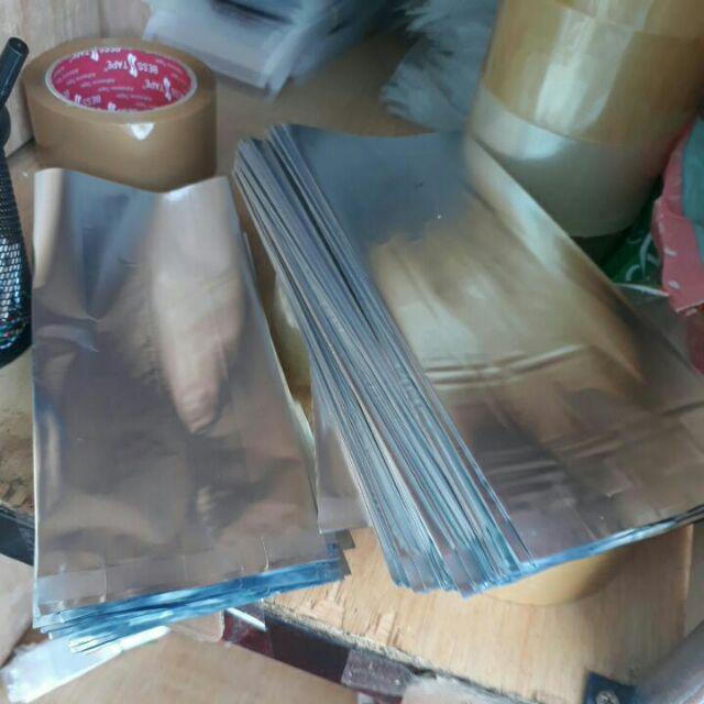 Kemasan Gusset 10x23 9x28 7x22 Silver Metalize Alumunium Foil 100 200 Gram Kopi Teh Makanan Ringan