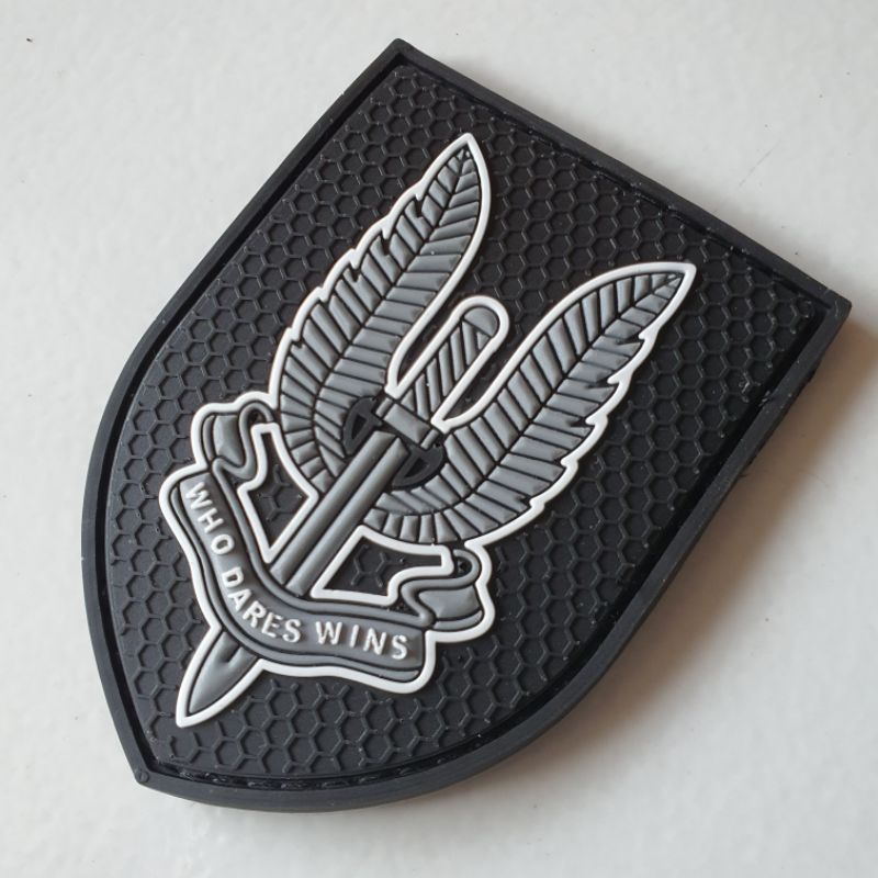 PATCH RUBBER PVC LOGO SAS SPECIAL AIR SERVICE TIMBUL 3D DASAR HITAM/TEMPELAN EMBLEM KARET VELCRO