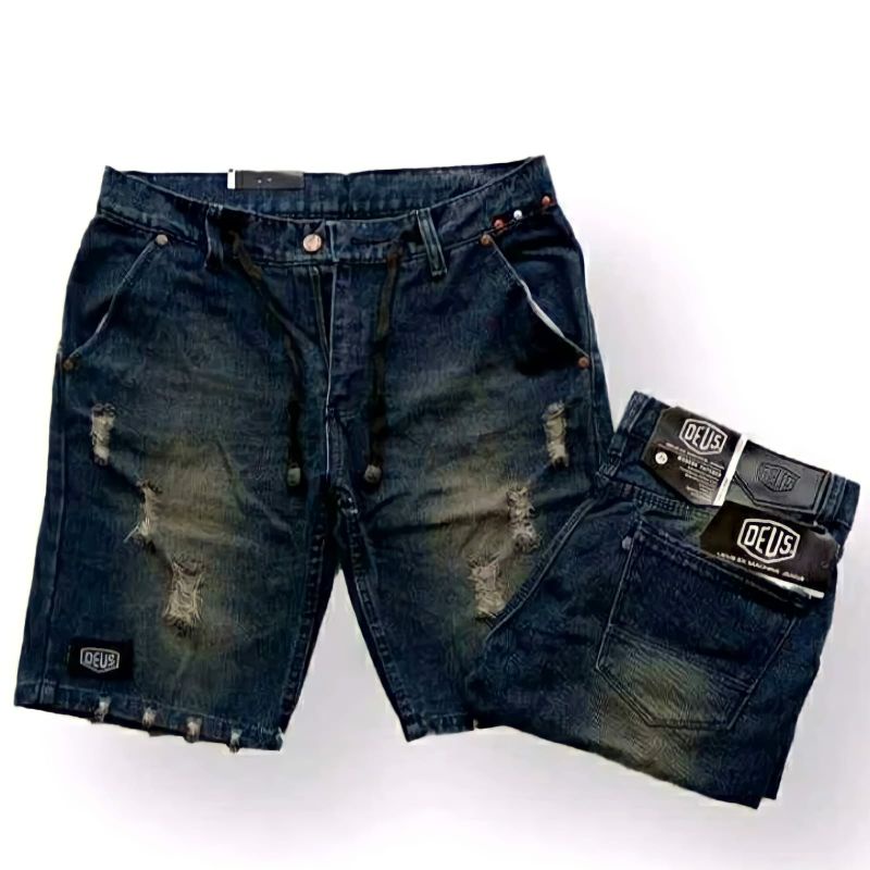 [Bisa COD]Celana Jeans Pendek Sobek Pria Wisker Jeans Pendek Ripped Robek Pria Premium Distro