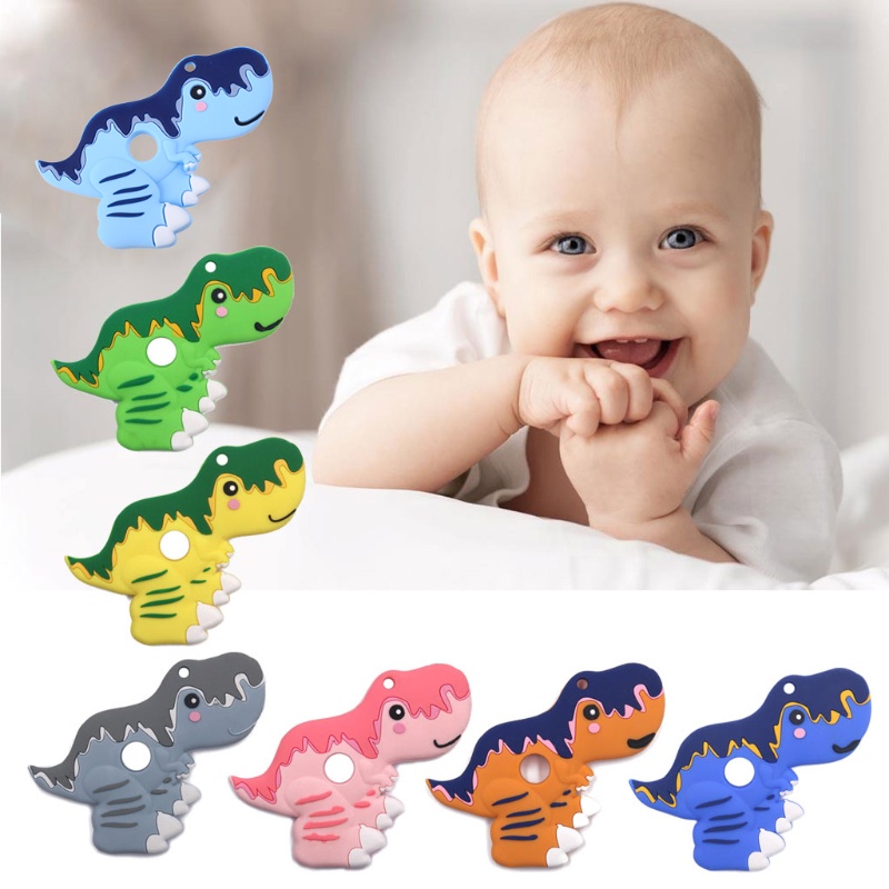 Mary Mainan Teether Bayi Bentuk Dinosaurus Bahan Silikon BPA Free