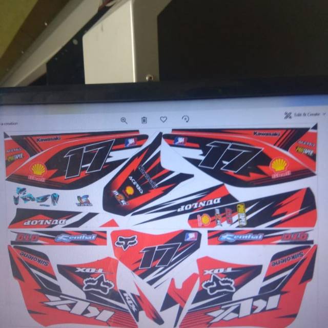 Klx lama decal grafis merah
