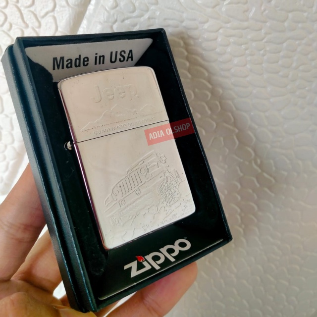 Korek Api Zipo Crome Premium Motif Jeep Denting 1x