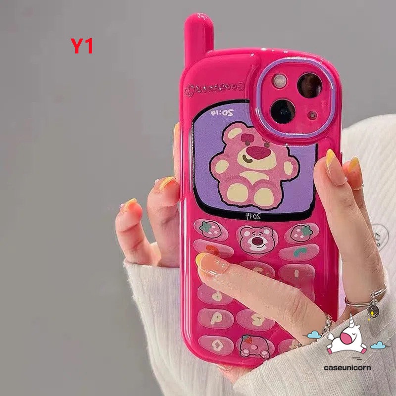 Soft Case Desain Kartun Beruang Buaya Strawberry Untuk iPhone 11 12 13 14 Pro MAX 7 8 Plus X XR XS MAX