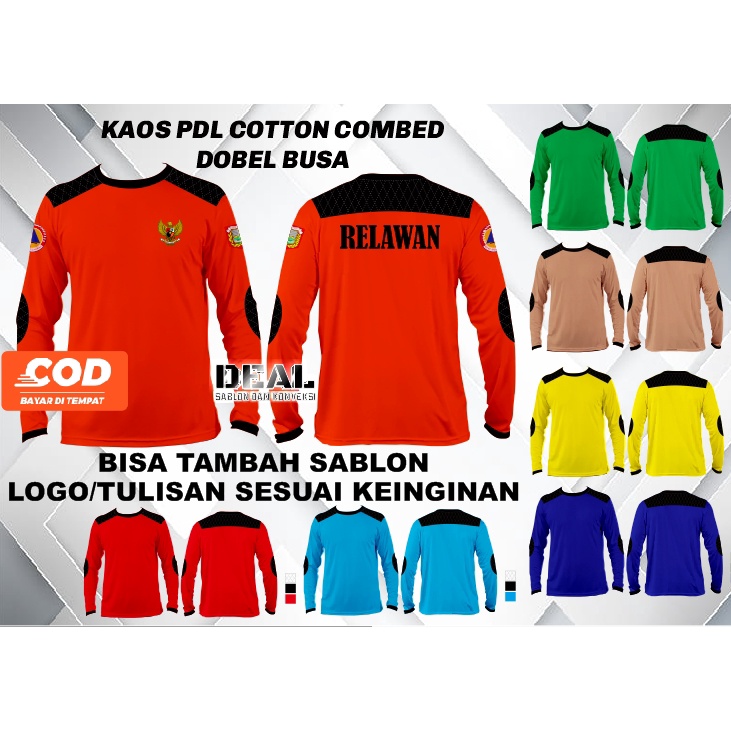 KAOS RELAWAN PDL Cotton COMBED tebal 24s, Training Lapangan pramuka osis katun  DOBEL BUSA Sablon Cu