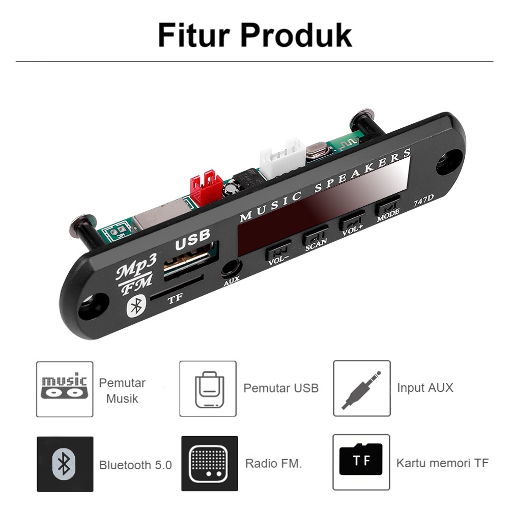 ITS 12V Multifungsi WMA Kit MP3 Decoder Board Termasuk Remote Control Pemutar musik Pemutar USB Input AUX Bluetooth 5.0 Radio FM Kartu memori TF