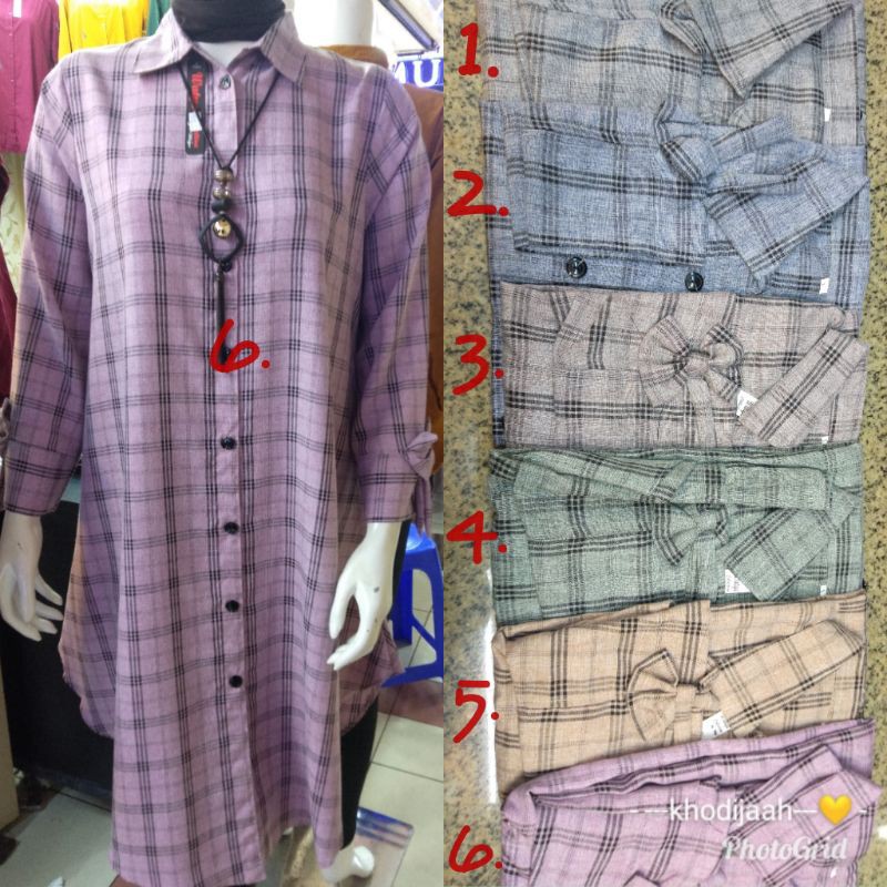 Tunik kemeja kotak-kotak