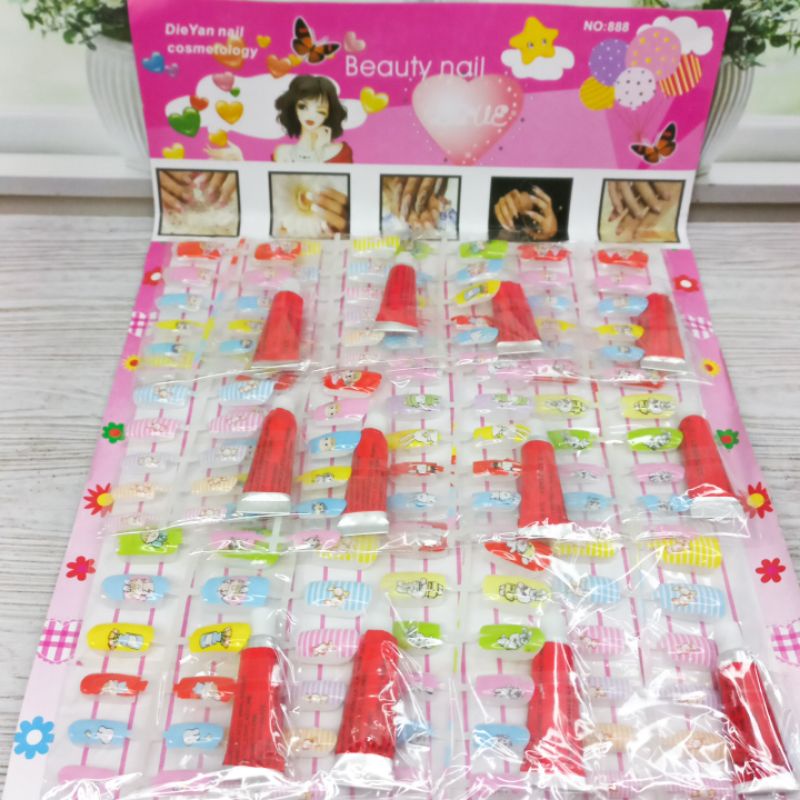 Mainan Kuku Palsuh Anak Perempuan Beauty Nail Kuku Palsuh Motif