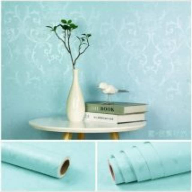 Grosir walpaper stiker dinding 3d motif garis warna biru langit