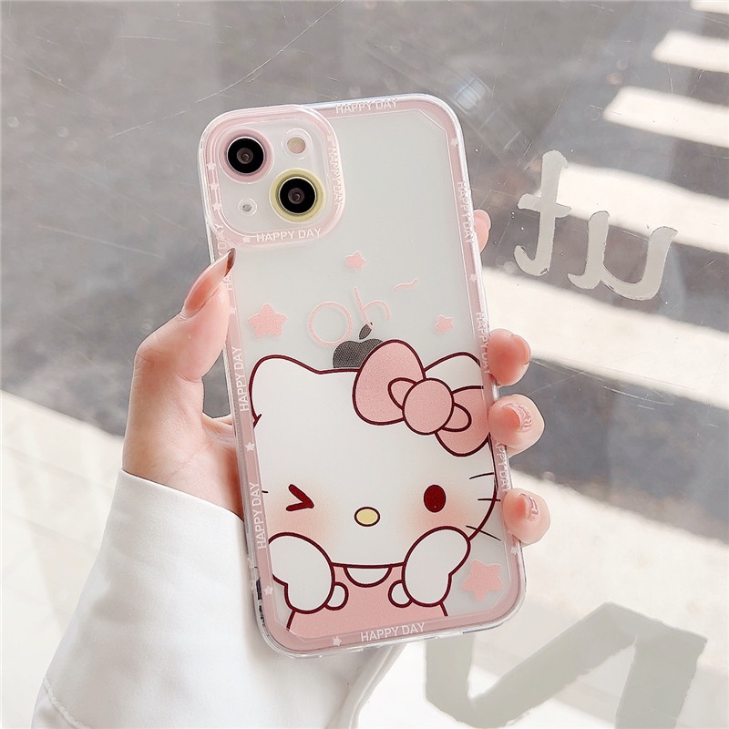 Soft Case Pelindung Lensa Kamera Bahan Silikon Motif Kartun Hello Kitty Untuk Iphone 13 12 11 Pro Max Se 2020 X Xr Xs Max 7 8 Plus