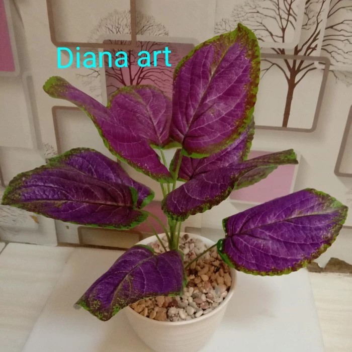 bunga hias keladi ungu/keladi tiruan/bunga artificial termurah - keladi merah