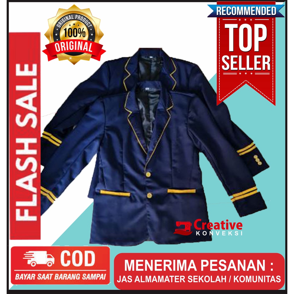 (BISA COD) Jas sekolah warna navy BISA TAMBAH BORDIR / Full Puring / Jas Mahasiswa / Jas Almamater, Jas Osis, Jas Sekolah SMP Jas Almamater, Jas Osis, Jas Sekolah SMP