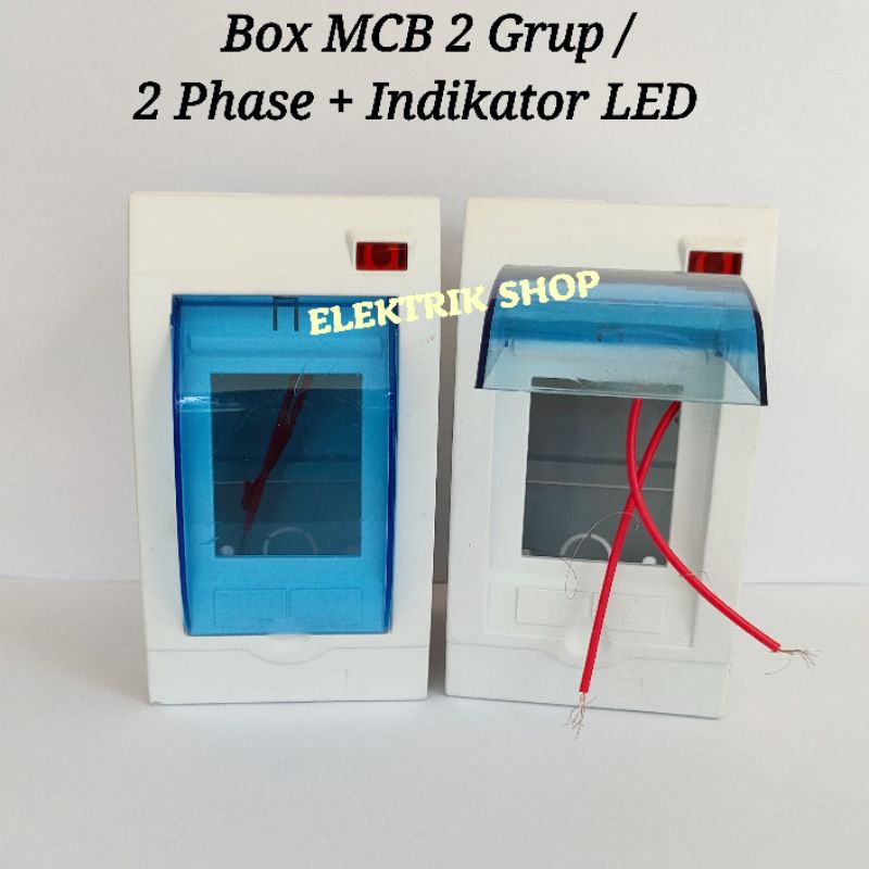 BOX MCB 2 GRUP / 2 PHASE + INDIKATOR LED / TEMPAT MCB DENGAN TUTUPAN ELEGAN