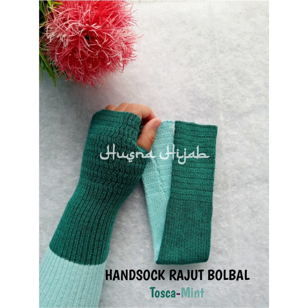 [BRAND HUSNA HIJAB] Handsock Rajut 2 Warna / Hensok Rajut Bolbal