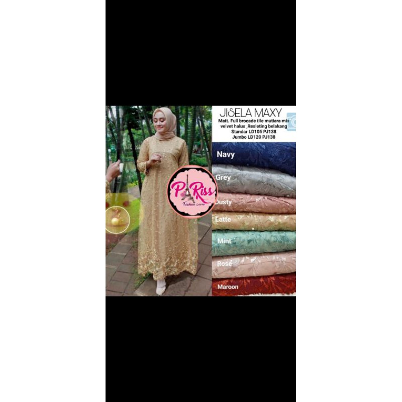 Gamis Brocade mix tile mutiara ukuran jumbo
